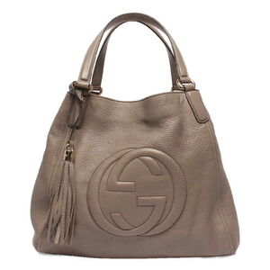 Gucci Soho shoulder bag grained leather prominent interlocking GG Beige Pink